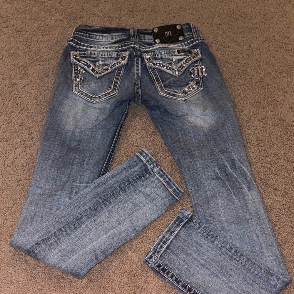 Miss Me Embellished Blue Straight Leg Jeans